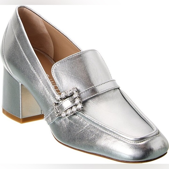 Stuart Weitzman silver crystal buckle heels - Picture 1 of 8